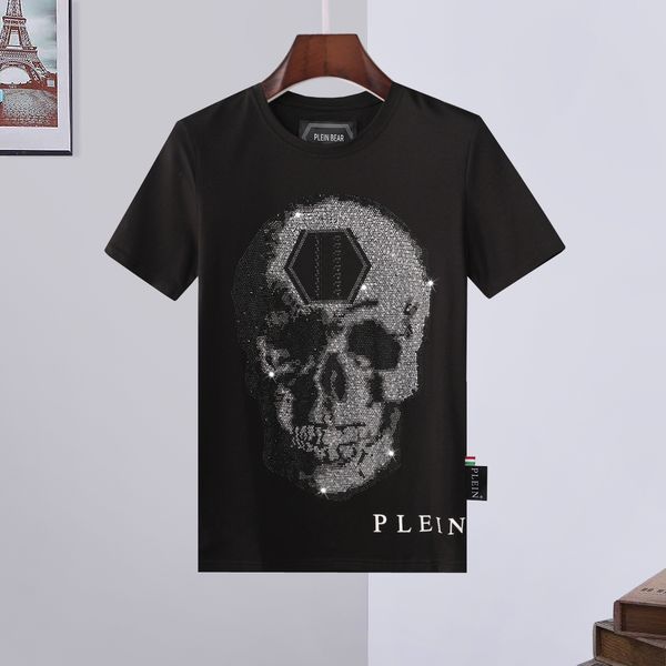 

plein bear t shirt mens designer tshirts rhinestone skull men t-shirts classical hip hop streetwear tshirt casual tees pb 16293, White;black