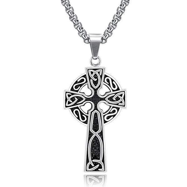 

pendant necklaces celtic cross necklace men's personality titanium steel retro domineering jewelry, Silver