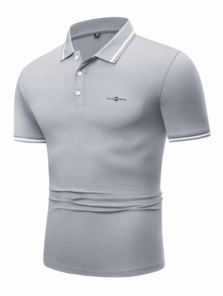 

men contrast trim polo shirt y65b#, White;black