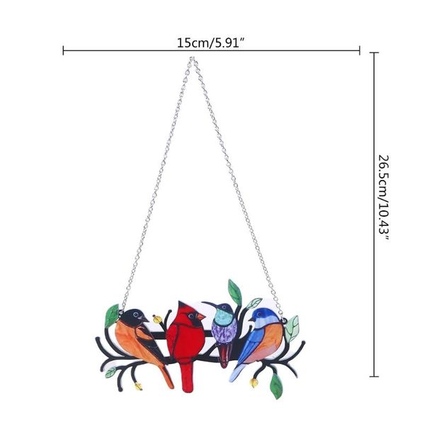 

multicolor birds on wire stained glass suncatcher window panel ornaments hanging pendant home decoration gifts for bird garden decorations