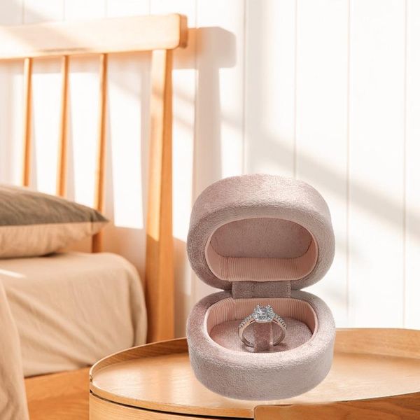 

jewelry pouches, bags d shaped velvet ring box wedding engagement rings organizer gifts display storage case, Pink;blue