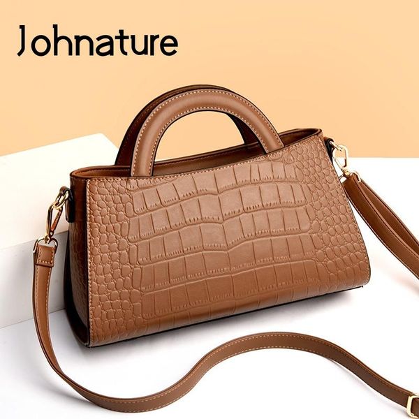 

evening bags johnature fashion crocodile pattern women bag 2021 luxury handbag versatile large capacity lady shoulder & crossbody