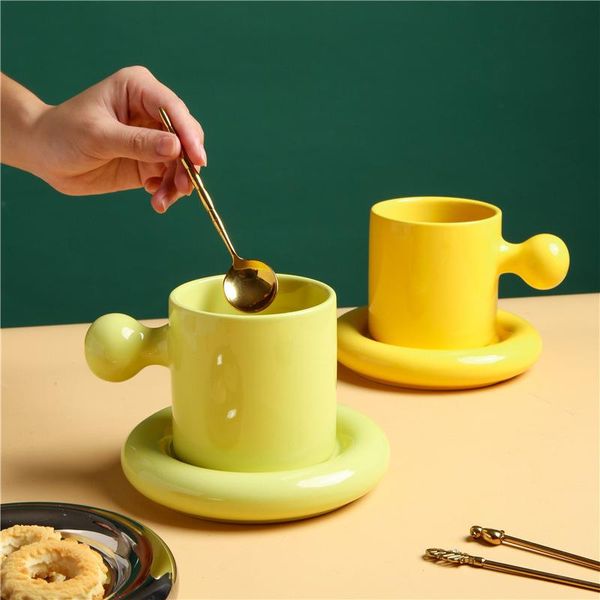 

mugs nordic ceramic mug with saucer coffee tea cup combination breakfast milk tray home decor