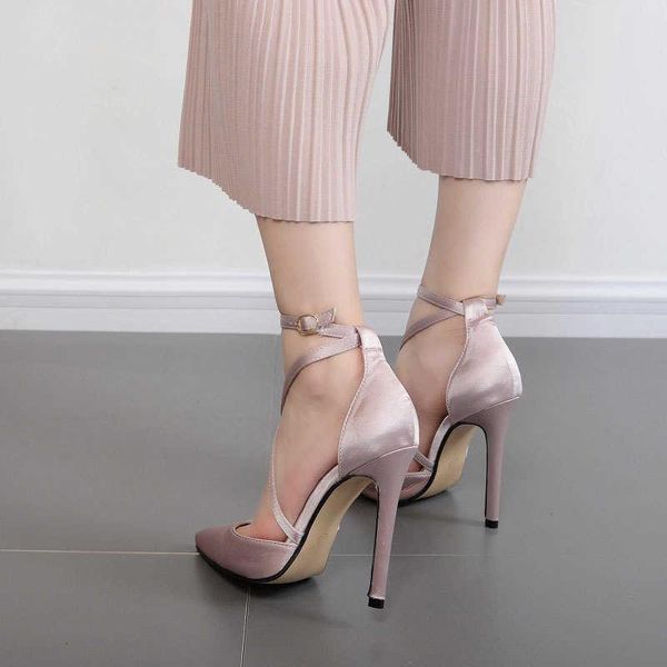 

dress shoes high-heeled women's wedding single pointed shallow buckle, Black