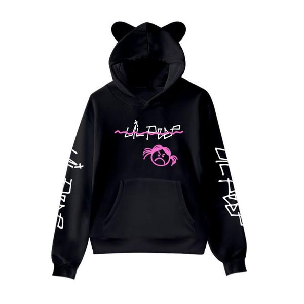 

men's hoodies & sweatshirts lil peep kawaii boy/girl/kids cat ears spring autumn streetwear kids clothes, Black
