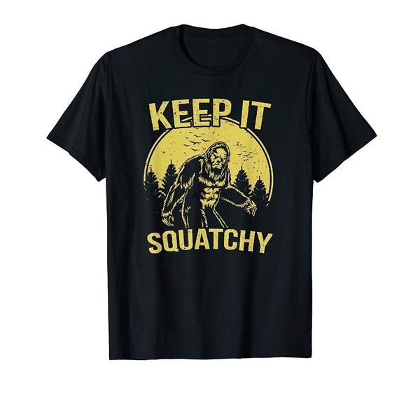 

men's t-shirts retro keep it squatchy bigfoot tshirt funny hiking gift, White;black