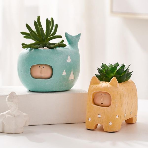 

planters & pots animal plant character potted shape cute vase flowerpot simulation flower nordic home decor accessories