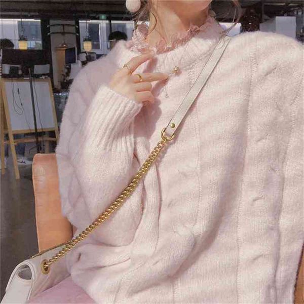 

winter sweater women pullover girls knitting vintage long sleeve autumn female knitted outerwear warm 210423, White