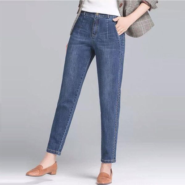 

women's jeans women 2021 spring autumn fashion loose casual female plus size harem pants ladies high waist denim trousers p95, Blue