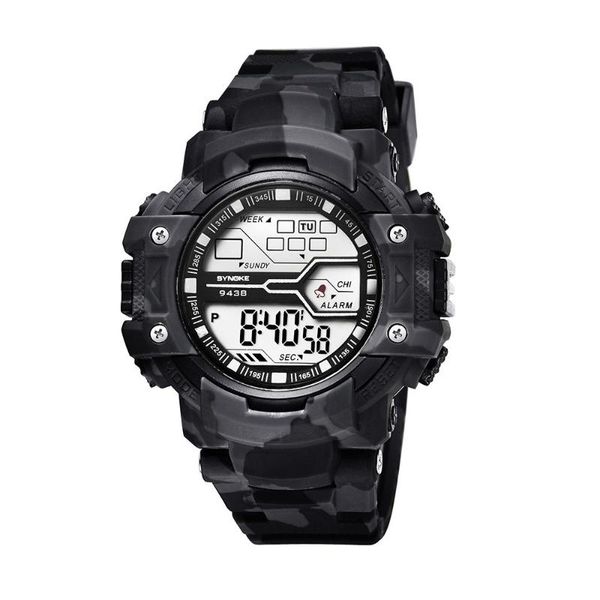 

wristwatches synoke men's multi function sports watch led digital dual movement montres hommes, Slivery;brown
