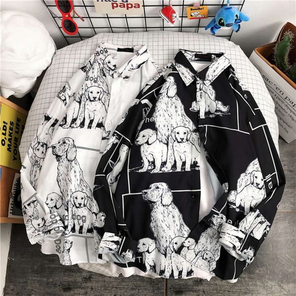 

men's casual shirts shirtshirt men's spring autumn long sleeve design korean loose and versatile trend casual ruffian handsome pri, White;black