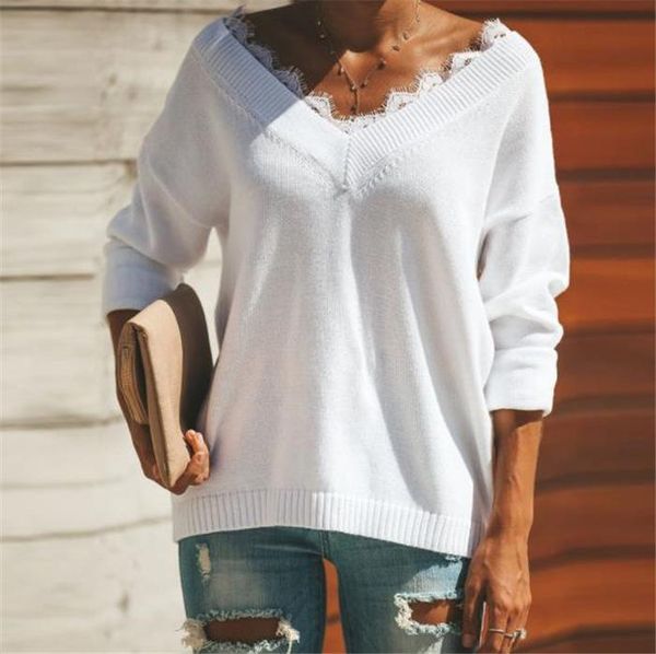 

women's sweaters fashion concise sweater women knitting female long sleeve jumper clothing pullover woman loose, White;black