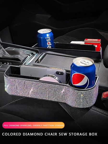 

car organizer seat chair seam storage box orderly partition water cup slot personality color diamond fashion