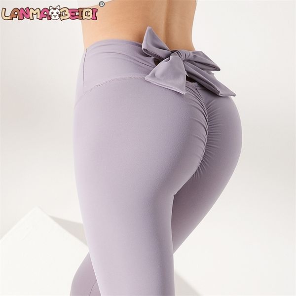 

women sportswear yoga pants sports leggings gym fitness leggings running pants with bow high waist quick dry, Black