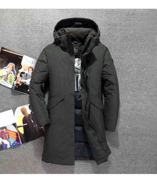 

downs long padded jacket men's winter thick hat warm coat waterproof, Black