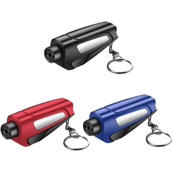 

car organizer 3 in 1 mini window glass breaker seat belt cutter escape knife life-saving hammer keychain cutting safety i3e4