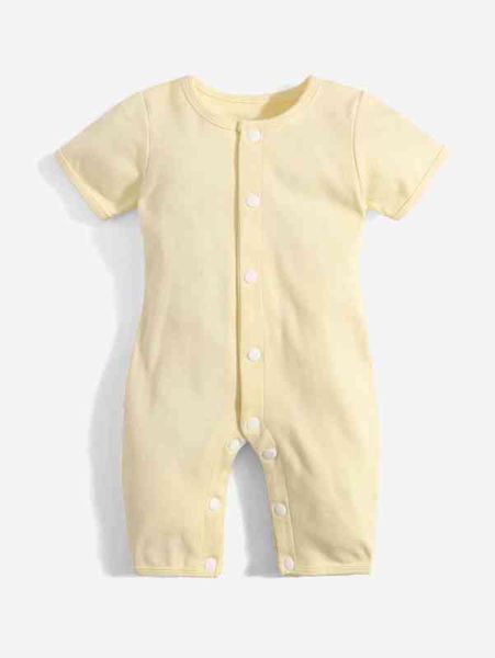 

newborn baby solid button front jumpsuit she, Blue