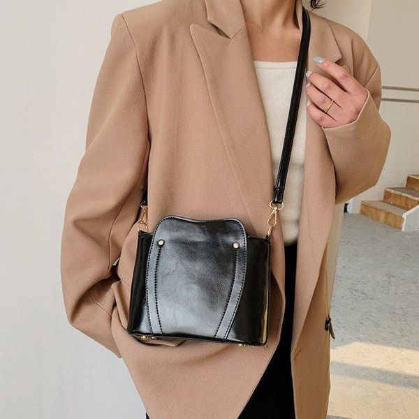 

evening bags bucket for women 2021 pu leather designer adjustable wide shoulder media female red black crossbody bag clutch