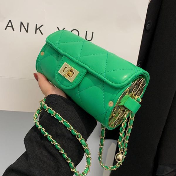 

evening bags lattice cylinder crossbody bag leftside high-quality pu leather women's designer handbag shoulder messenger