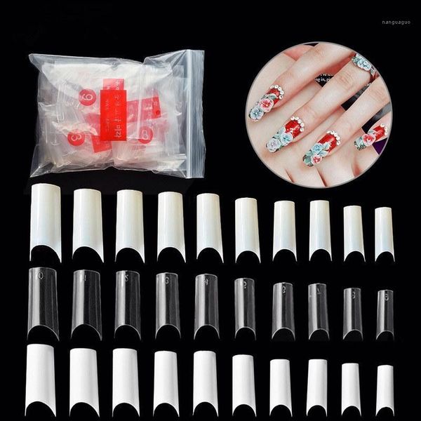 

c curved natural clear white french nail tips uv gel ultra flexible fake art false nails unhas nagel1, Red;gold
