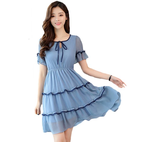 

summer dress plus size ruffles women chiffon neck mangoes boho style casual beach dressed in is56 1je1, Black;gray