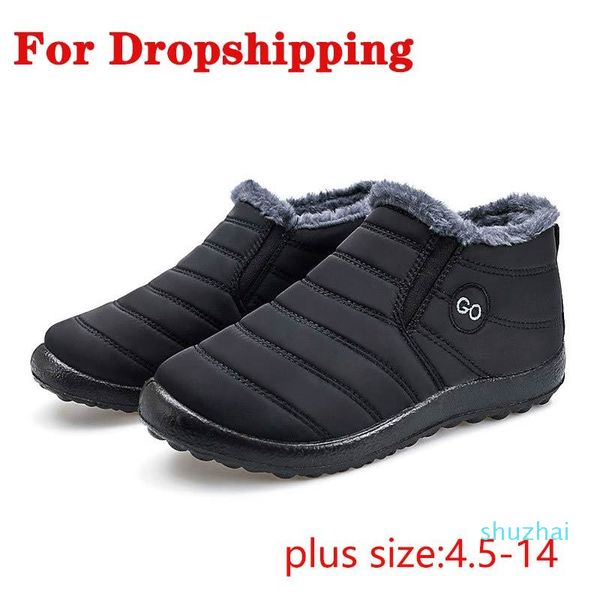

boots women snowboots 2021 waterproof slip on winter single boots female solid casual shoes, Black