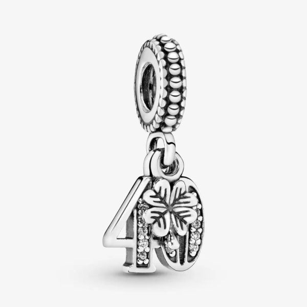 

new arrival 100% 925 sterling silver 40th celebration dangle charm fit pandora original european charm bracelet fashion jewelry accessories, Bronze;silver