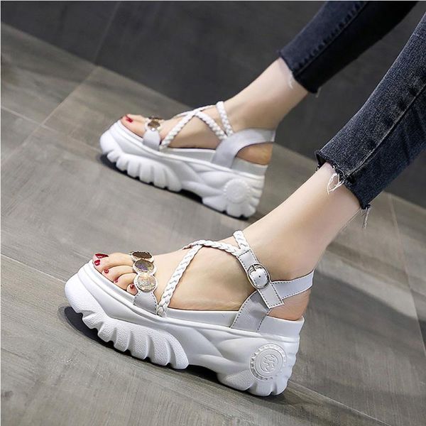 

dress shoes high heel sandal for women increasing height lady 2021 anti-skid espadrilles platform clogs wedge suit female beige soft h, Black