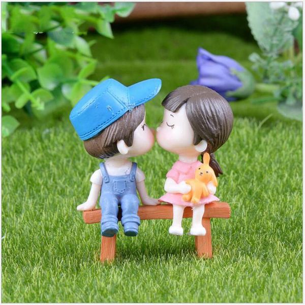 

decorative objects & figurines 1set cartoon lovely couple chair resin miniatures fairy garden home decor desk craft