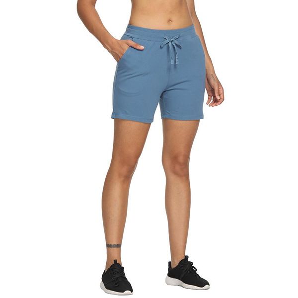 

running shorts women 5'' lounge yoga bermuda for walking athletic with pockets fitness sport, Black;blue