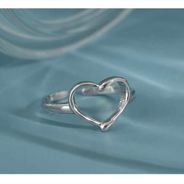 

cluster rings cute 925 sterling silver hollow heart for women fine jewelry, fashion adjustable finger ring woman gifts, Golden;silver