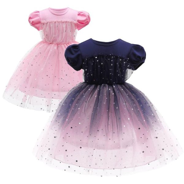 

{sweet baby} girls summer dress for kids short sleeve star moon princess dresses 3 - 8 years old children girl's, Red;yellow