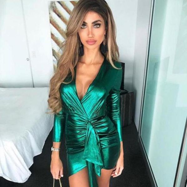 

spring wrap bandage bodycon dresses women deep v neck mini dress colorful elegant green summer party vestidos casual, Black;gray
