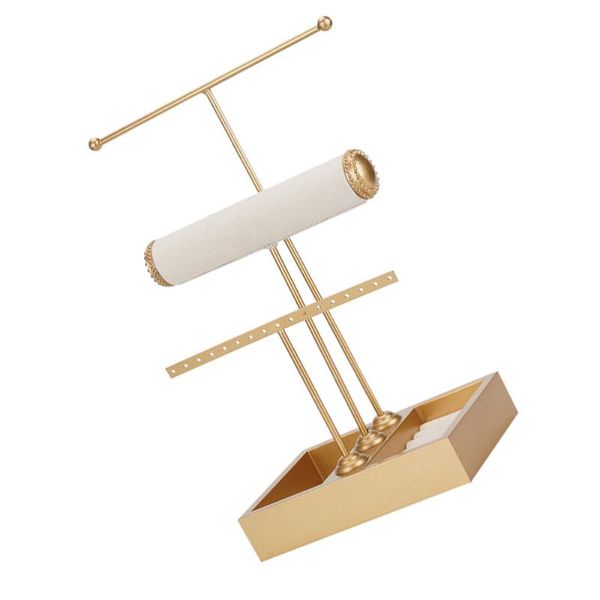 

storage boxes & bins 1pc chic jewelry rack deskorganizer display (golden)