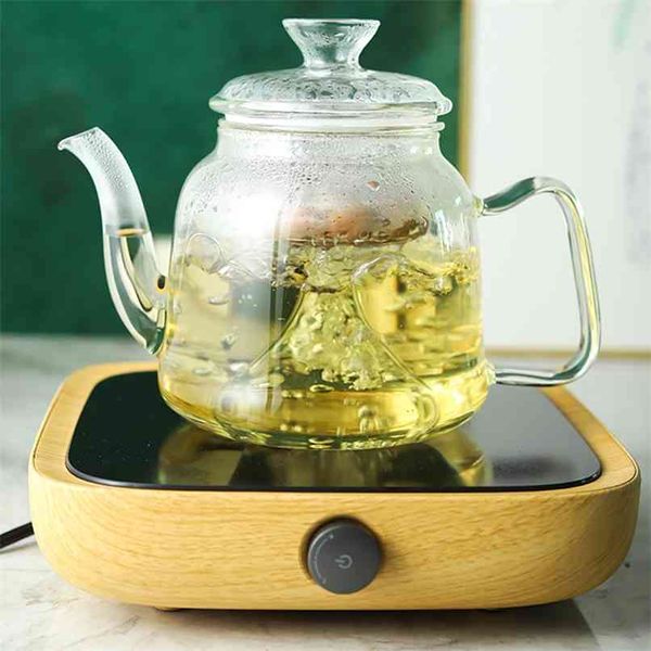 700/1400 ml Glas-Teekanne mit großem Fassungsvermögen, Kochgeschirr, Dampftopf-Set, Gasherd, hitzebeständiger Wasserkocher 210621