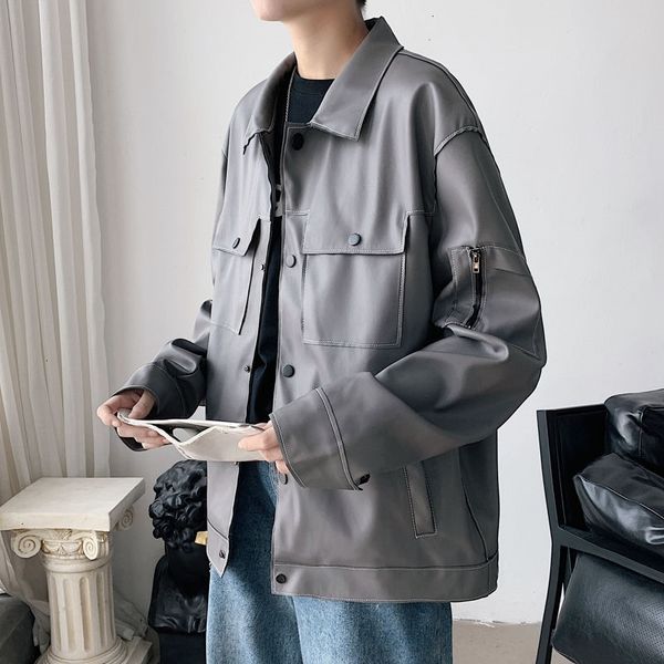 

men's jackets spring leather fashion casual motorcycle mens streetwear korean loose hip-hop bomber men m-5xl 228n, Black;brown