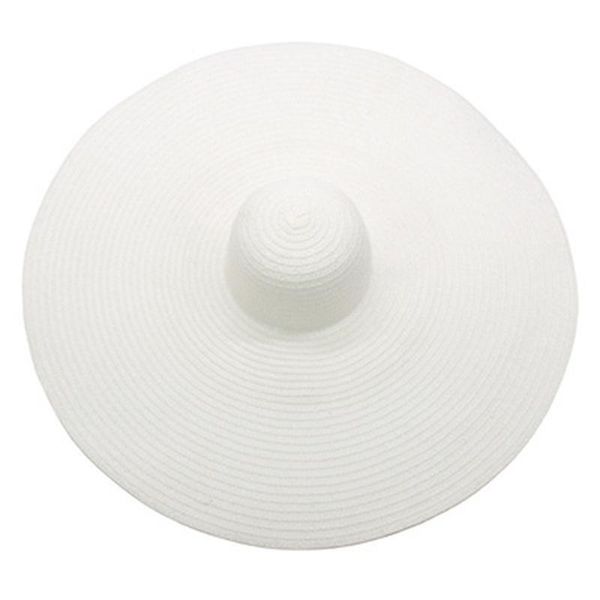 

wide brim hats summer women big 70cm round solid green red white black straw beach outdoor sun protection, Blue;gray