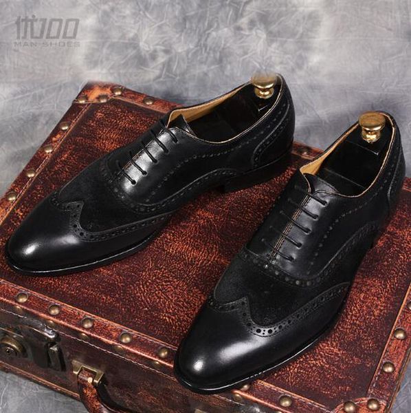 

dress shoes italian style fashion men handmade bullock carved brogue black/brown real leather lace up formal business eu44