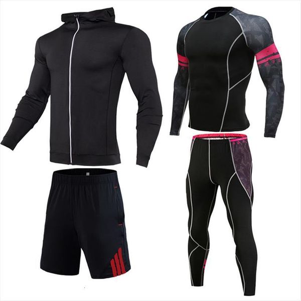 

tight sport wear man mens tracksuit suit t shirt dry running equipment training men compression jogging sets, Gray
