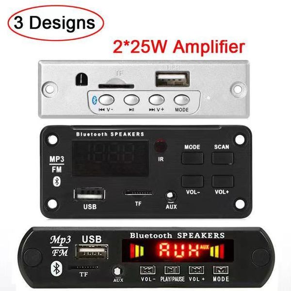 

design 2*15w/2*25w mp3 player decoder board 12v bluetooth 5.0 30w/50w car fm radio module support tf usb aux & mp4 players