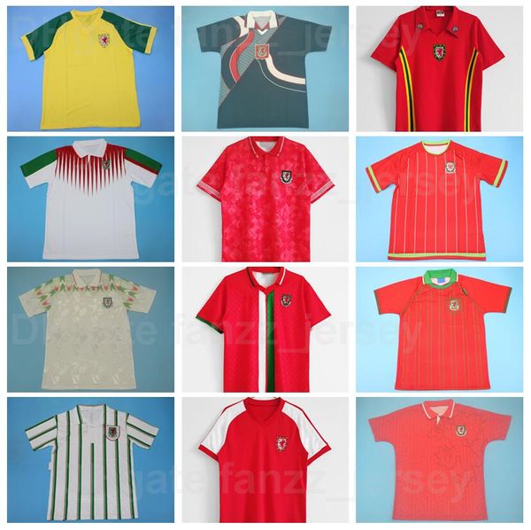 

national team retro wales 11 bale soccer jerseys 1976 1979 1982 1984 vintage classic 4 jones red white football shirt kits 1990 1992 1994 19, Black;yellow