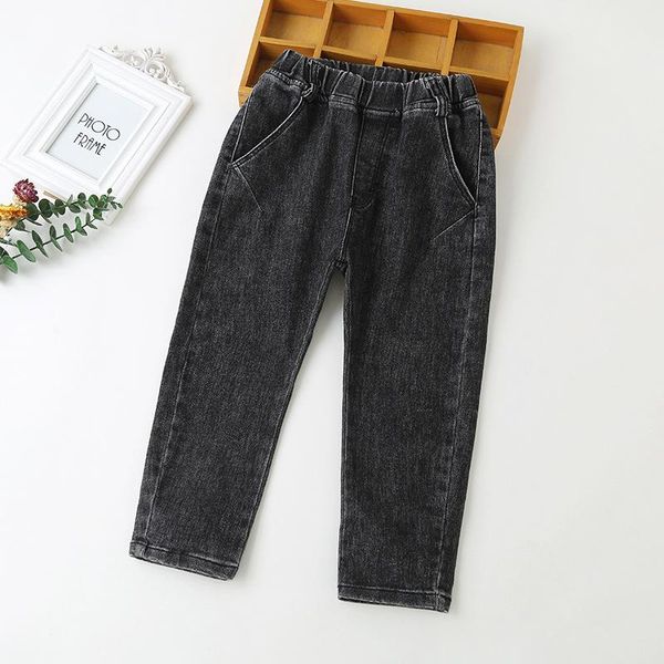 

jeans black boys kids casual denim pants children clothing elastic waist trousers spring autumn teenage for, Blue