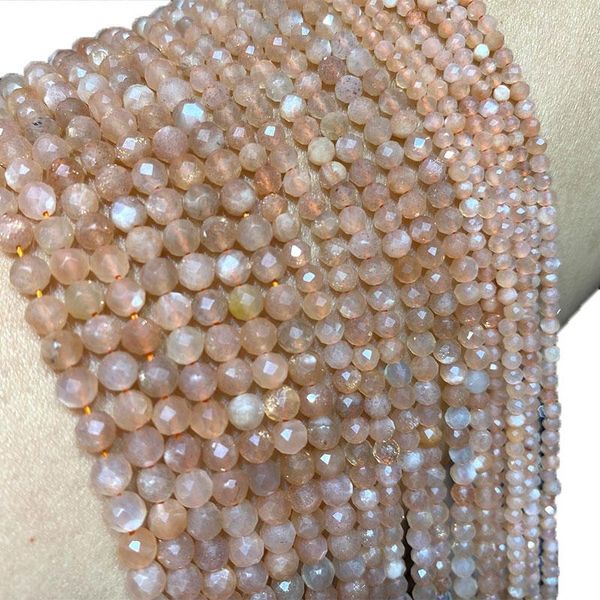 

other fine 100% natural stone orange sunstone faceted gemstone round spacer beads for jewelry making diy bracelet necklace 2/3/4mm