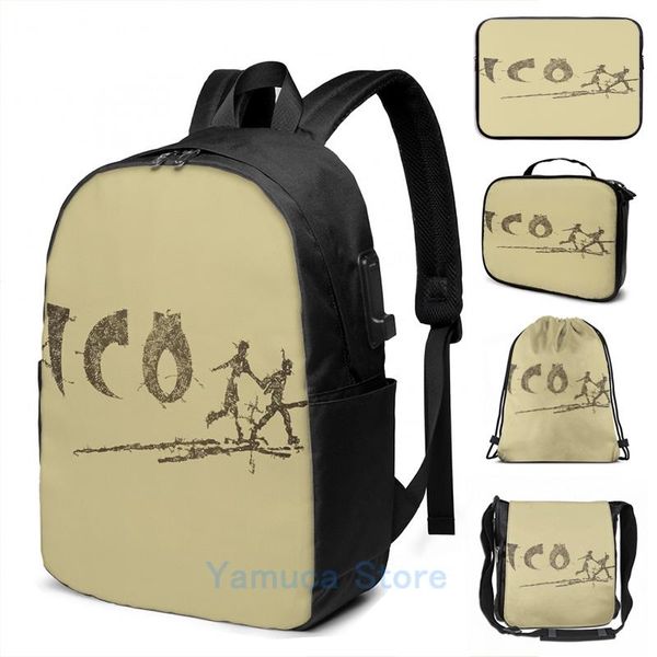 

backpack funny graphic print ico tgs2021 usb charge men school bags women bag travel laptop