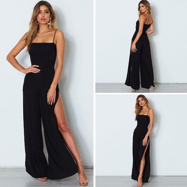 

women's jumpsuits & rompers 2021 fashion women style jumpsuit wide leg pants resort leisure playsuit solid strap black casual, Black;white