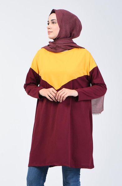 

women's blouses & shirts minahill basic tunic 5005-01 claret red yellow, White