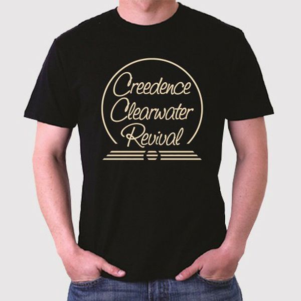 

creedence clearwater revival logo men's black t-shirt size s to 3xl, White;black