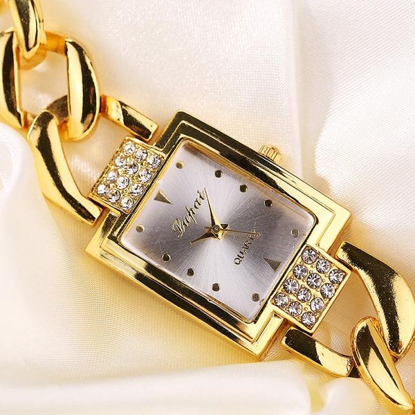

wristwatches x7af lady women's bracelet watch stainless steel gold crystal rhinestone quartz, Slivery;brown