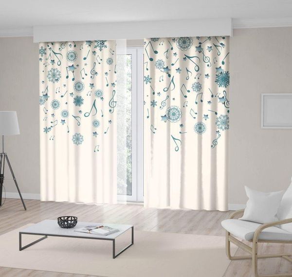 

curtain & drapes christmas musical theme artwork with music notes and snowflakes white blue print