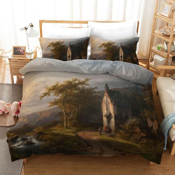 

bedding sets 3d oil painting animal print down bed cover pillowcase set single double full  large size bedroom